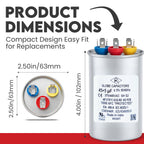 Globe Capacitor, Round Run Start, 45+5MFD CBB65 Dual Element, 370V/440V