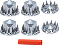 Chromed ABS Plastic Hubcaps Front and Rear Wheel Axle Cover Set with 33mm Thread-On Lug Nut Covers for Semi Trucks