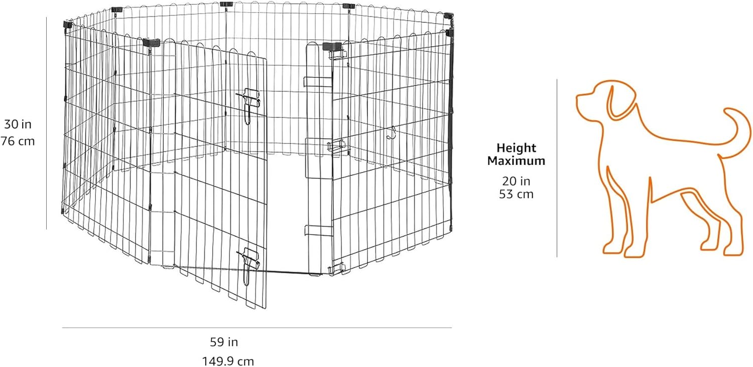 Portable Foldable Octagonal Metal Exercise Dog Playpen, Indoor/Outdoor Pet Fence with Single Door, 8 Panels, Small