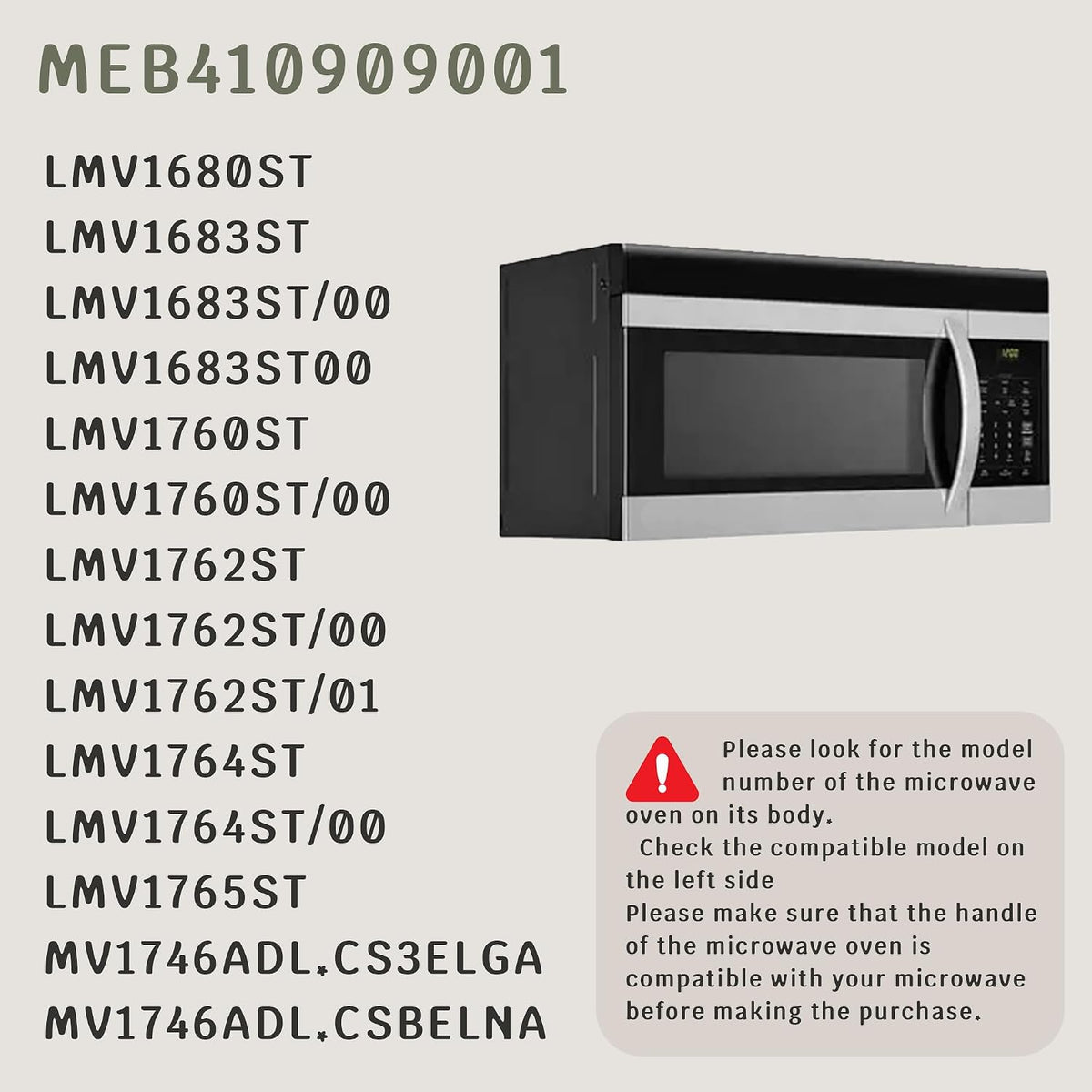 MEB41909001 Microwave Handle Compatible with LG