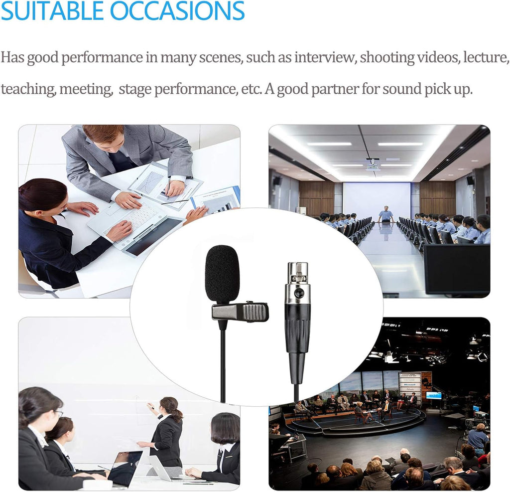 Lavalier Microphone Lapel Microphone Compatible with AKG Samson Wireless Transmitter - Unidirectional Condenser Mic