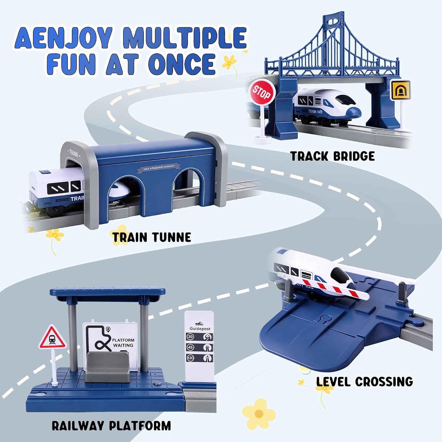 Train Sets for Boys 4-7, 104 Pcs Battery Operated Trains with Tracks | Magnetic Connection, Compatible with Thomas