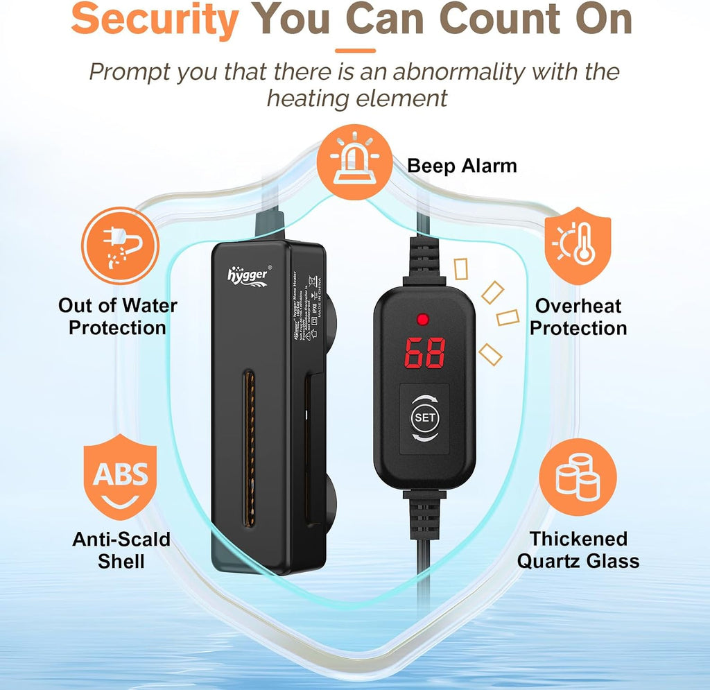 Mini Fish Tank Submersible Heater 20W for 1-5 Gallons Desktop Betta Aquarium Heater with Digital Display Controller