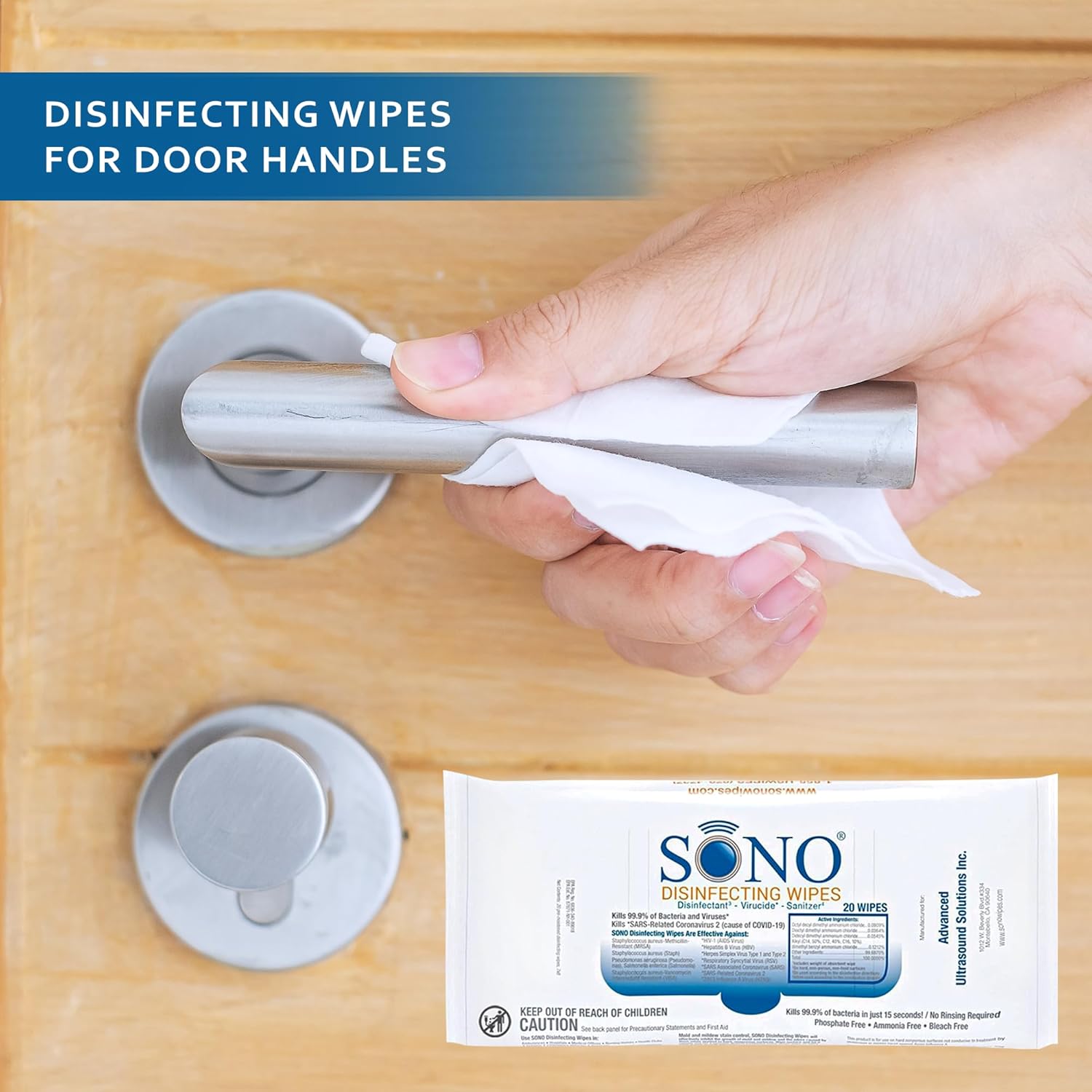 Disinfecting Wipes - 60 Count (Pack of 3) + Sanitizer, Travel Size, Alcohol-Free, No Bleach, Medical-Grade