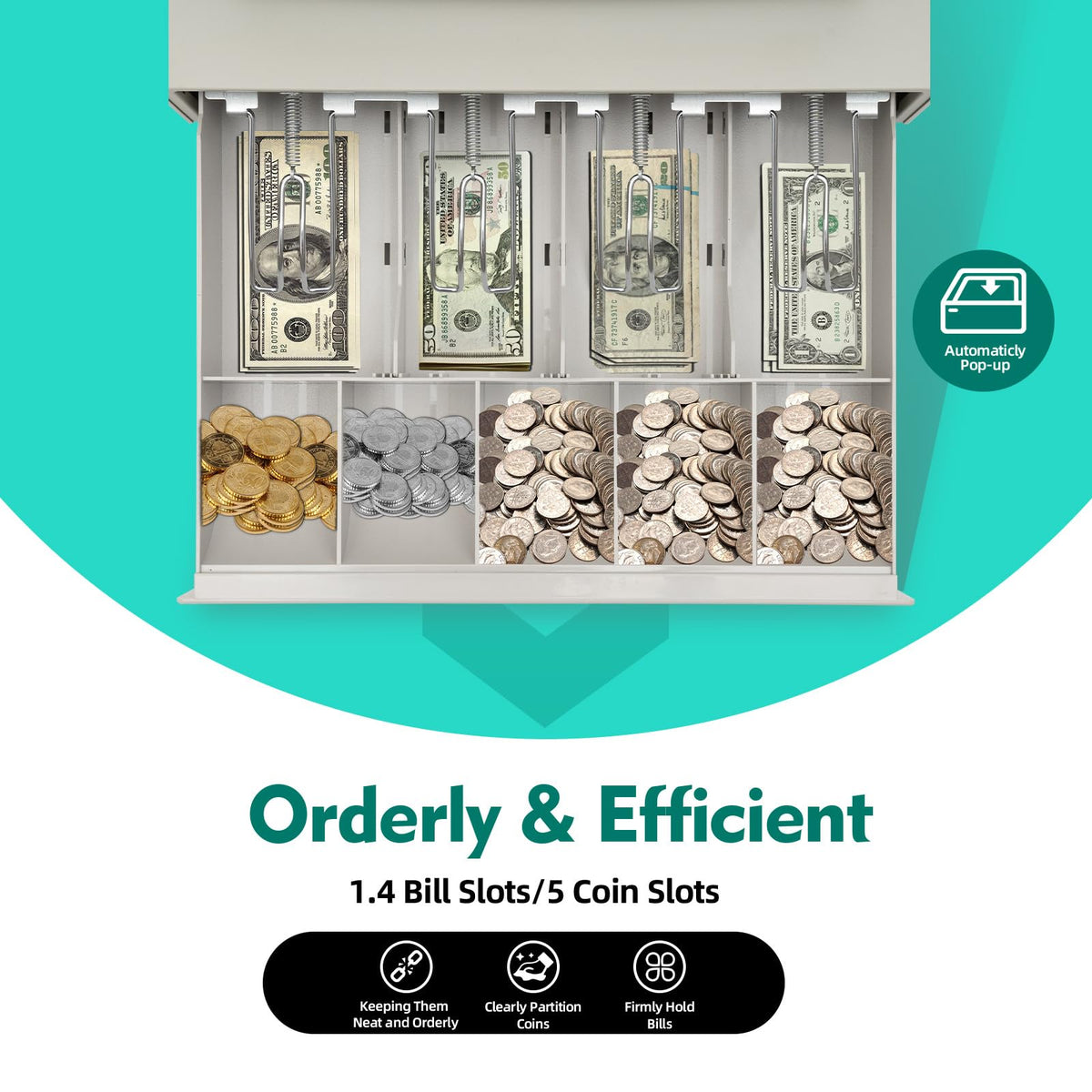 Electronic Cash Register,35W 8-Digital LED 48 Keys