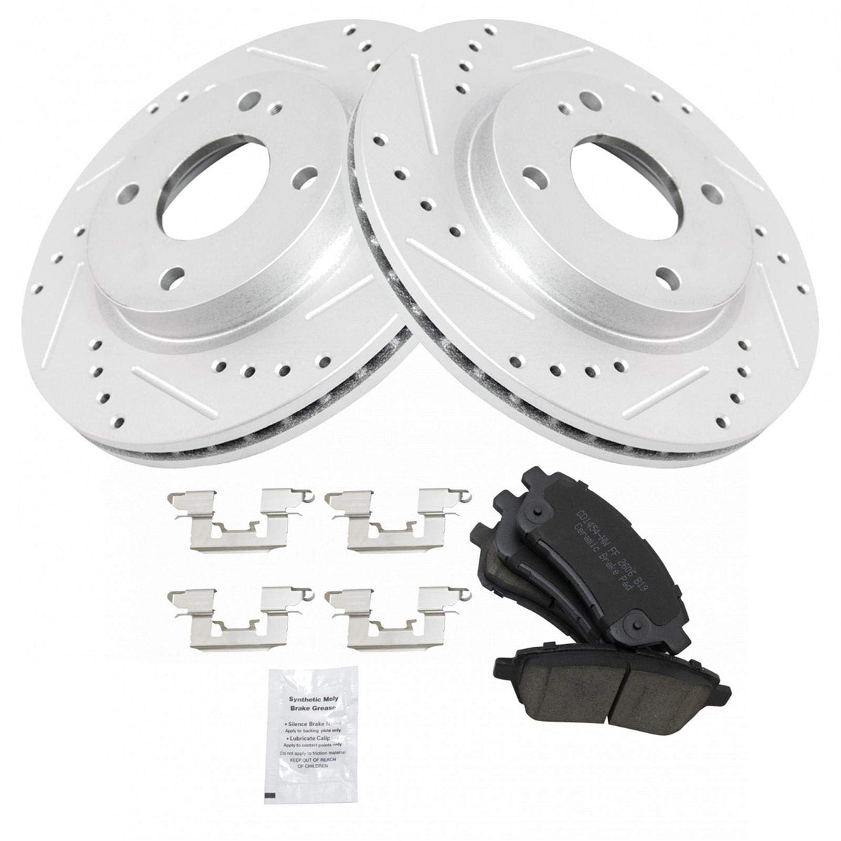 TRQ Front Brake Pad and Rotor Kit Ceramic Performance G-Coated
