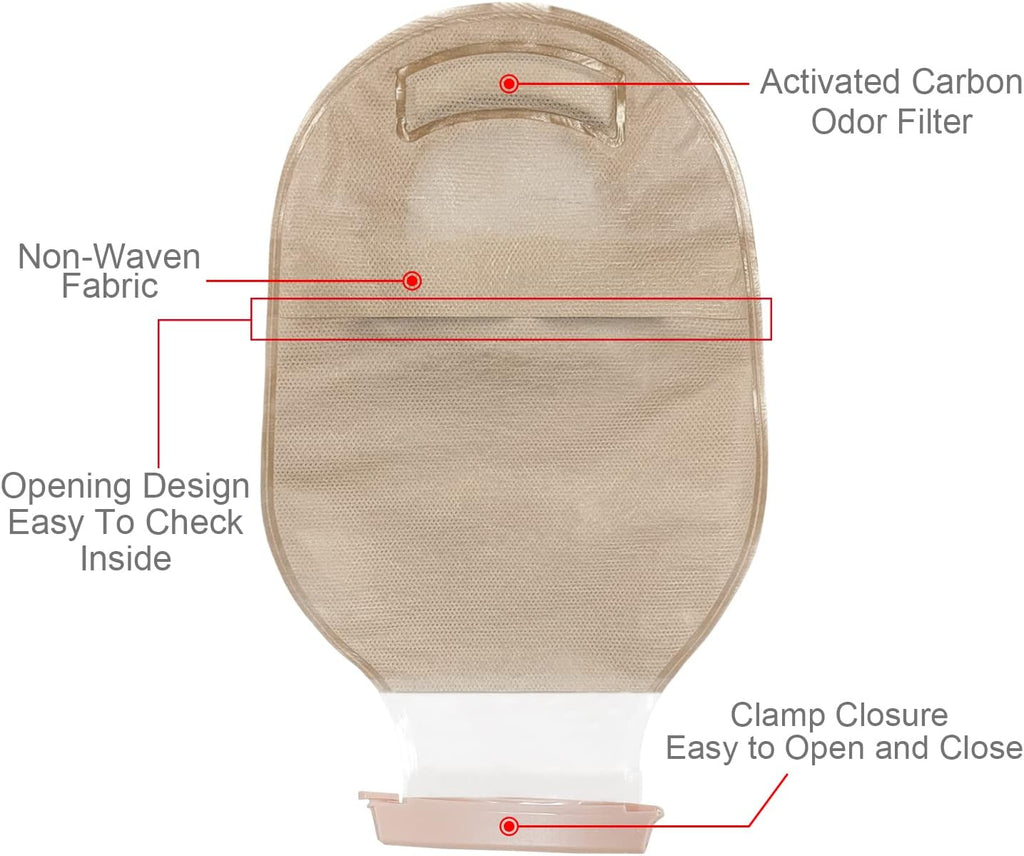 Carbou 21 PCS Colostomy Bags Ostomy Supplies Clamp Drainable Pouches for Colostomy Ileostomy Stoma Care with Measure
