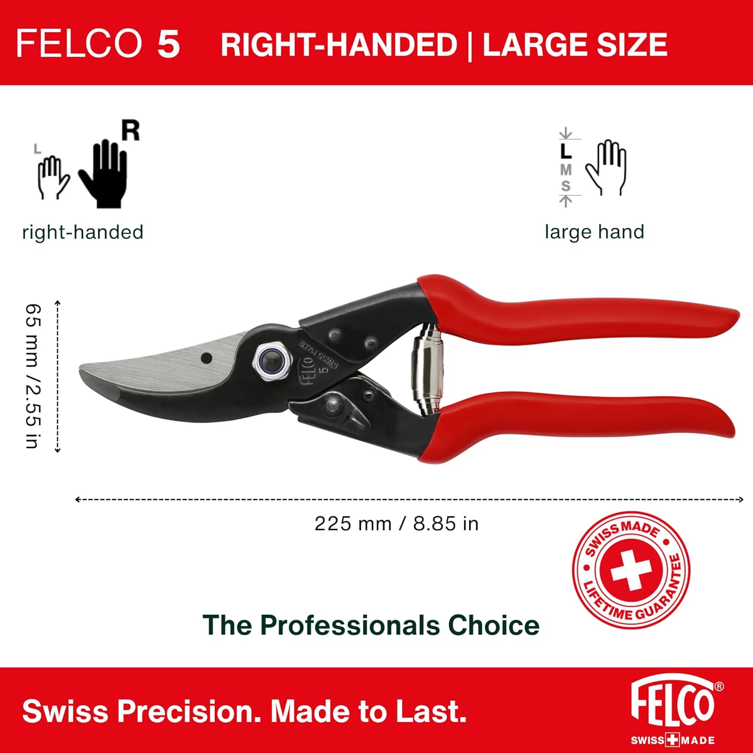 F5 Pruning Shears – 8.9" All Steel Large Swiss-Made Garden Clippers| Hand Pruners for Garden & Landscape | Garden