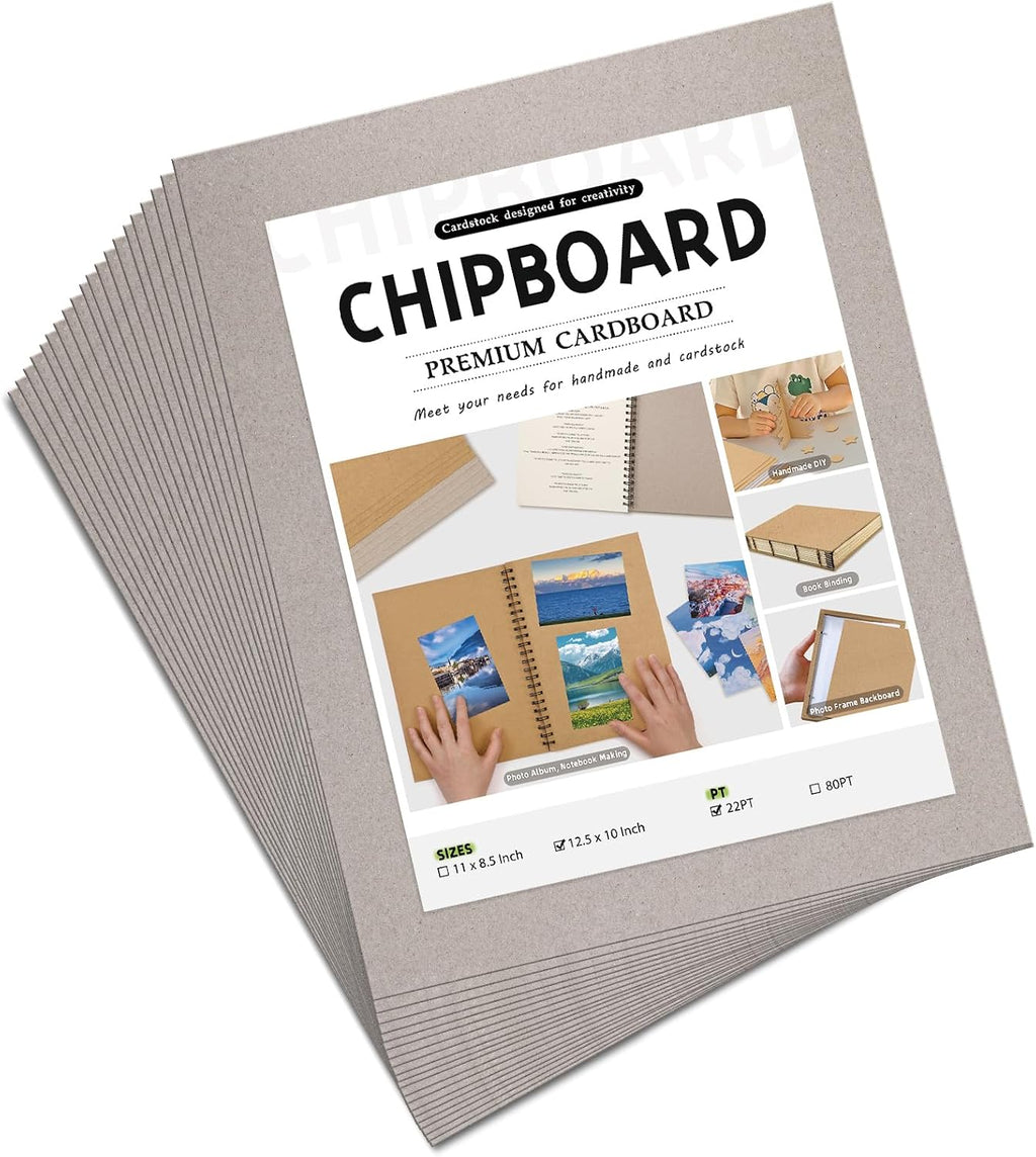 20 Chipboard Sheets 12.5 x 10", 22PT Book Board for Bookbinding