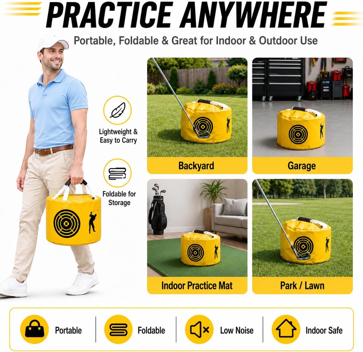 Golf Impact Power Smash Bag Hitting Bag Swing Training Aids Waterproof Durable