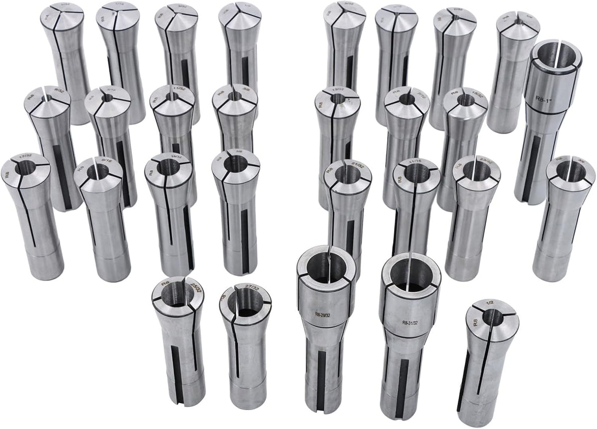 findmall 29Pcs R8 Collet Set with R8 Collet Rack