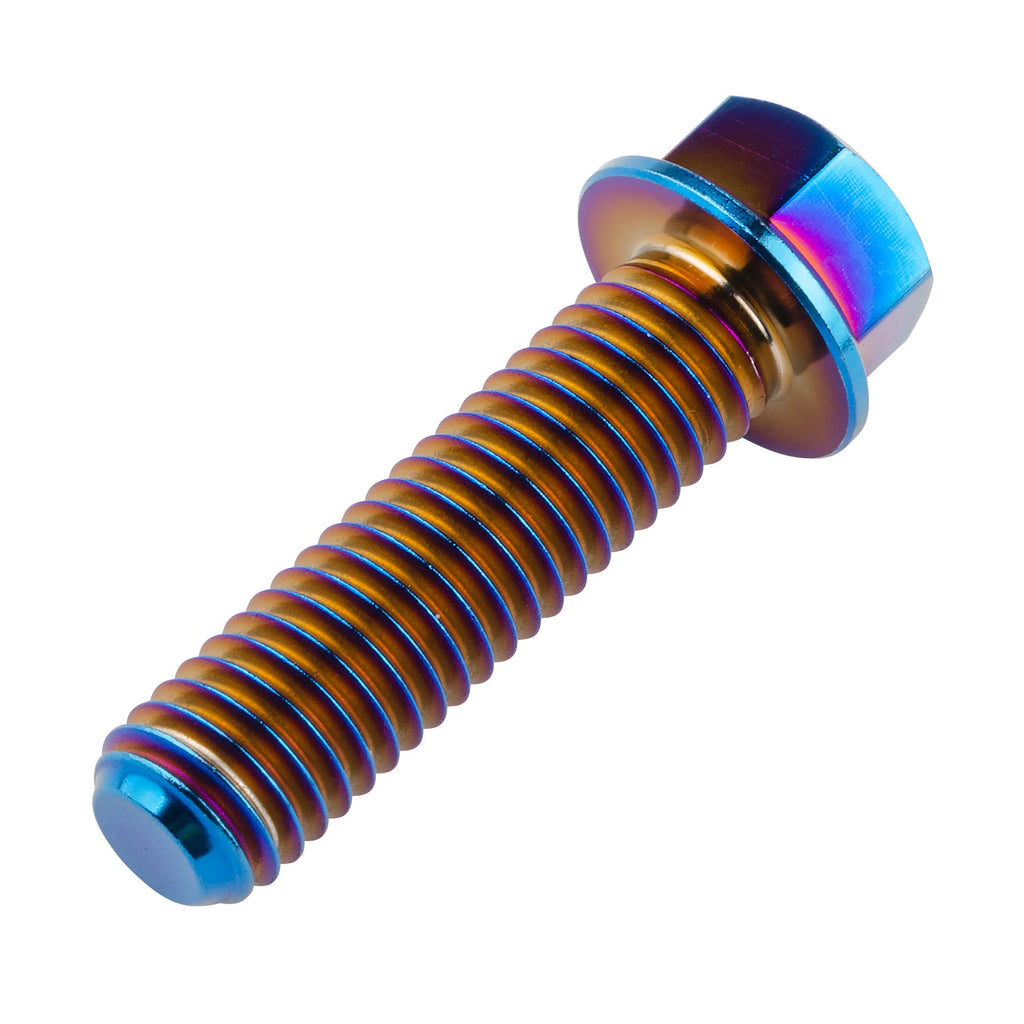 Wanyifa Titanium Hex Small Flange Head Bolt M8 (M8x30mm, Fire Blue)