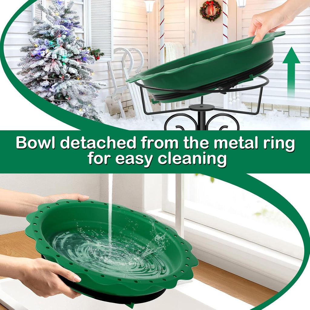 100W Heated Bird Bath for Outdoors, Heated Birdbath Water Heater, Green