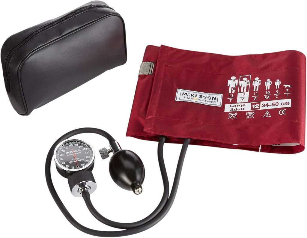 Aneroid Sphygmomanometer, Burgundy, Large, 34-50 cm, 1 ct | Manual Blood Pressure Cuff Monitor, Carrying Case