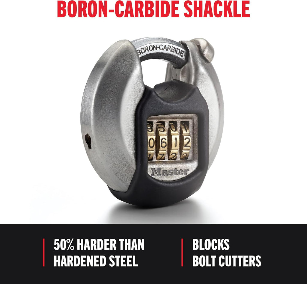 Magnum Combination Discus Padlock, Shrouded Shackle M40NUMEC | Heavy-Duty Stainless Steel Lock, 2-3/4-Inches Wide for