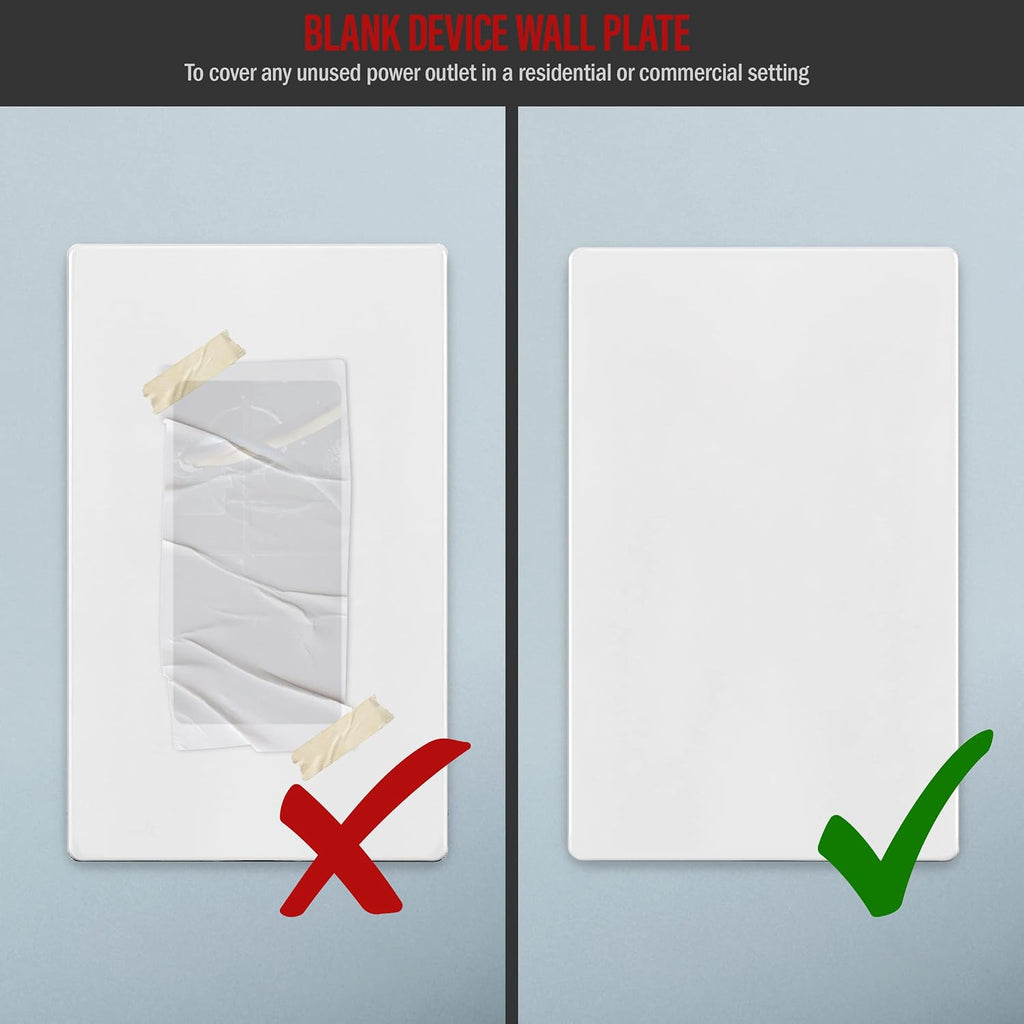 Screwless Blank Wall Plate, 1-Gang Outlet Covers, 1 Pack, White | Child safety, modern & clean finish, standard size