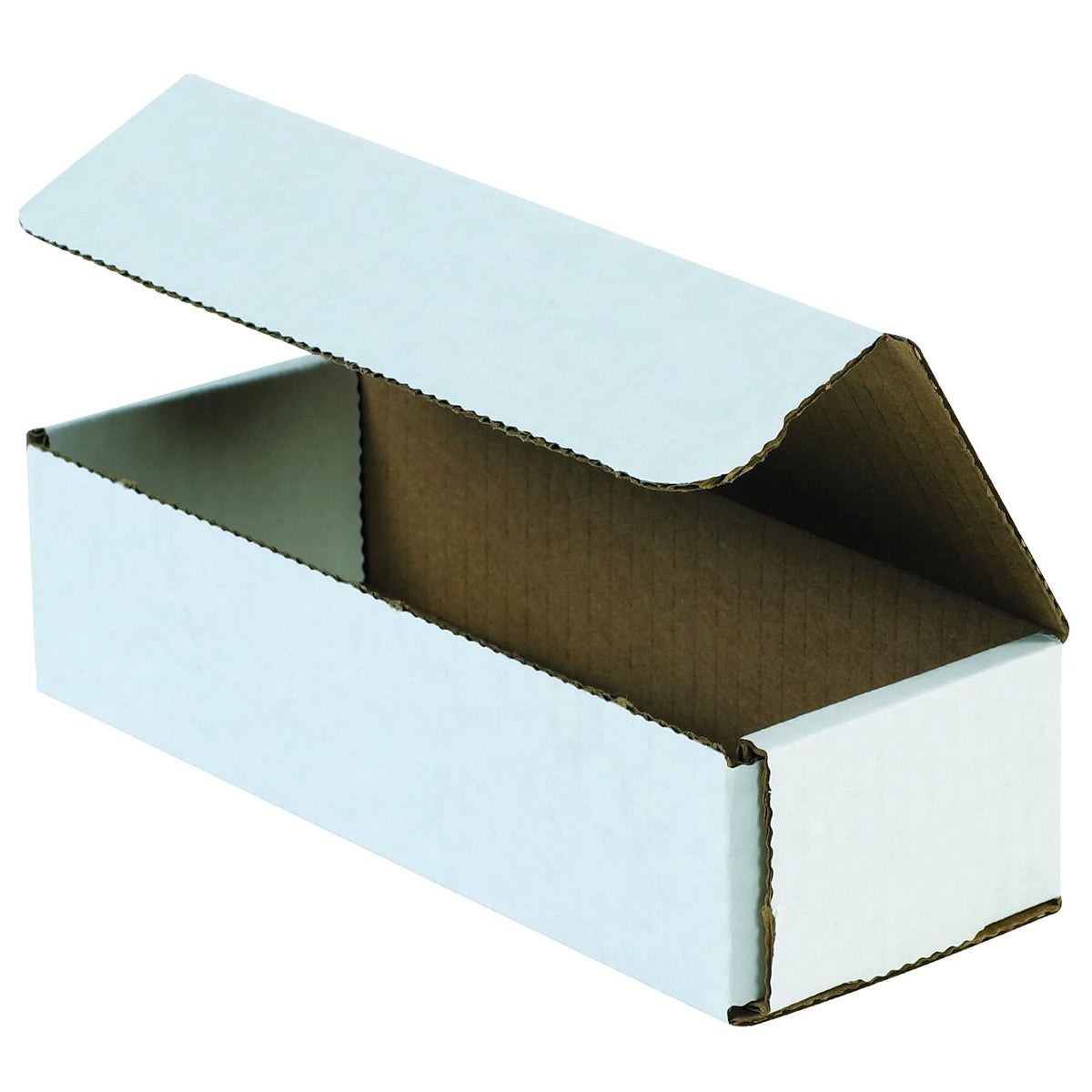 BFM832 Corrugated Cardboard Mailers, 8 x 3 x 2 Inches, Tuck Top One-Piece, Die-Cut Shipping Cartons, Medium White