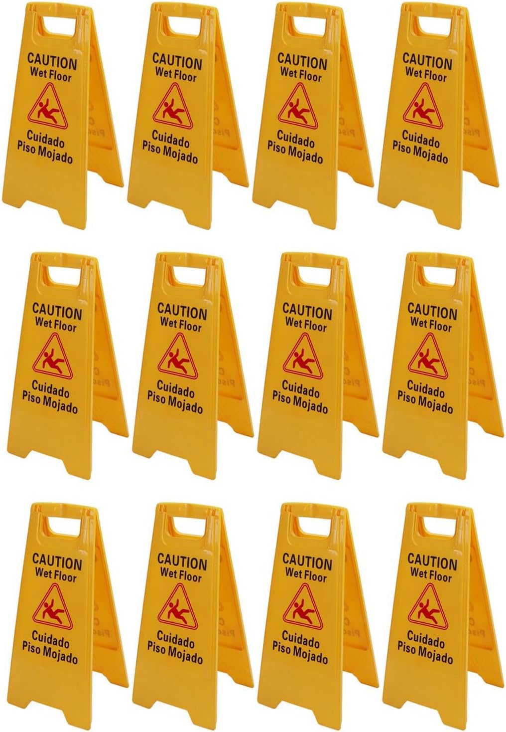 Wet Floor Caution Sign, Foldable Bilingual Safety Warning A Frame for Restaurants Offices Engineering Plastic Yellow