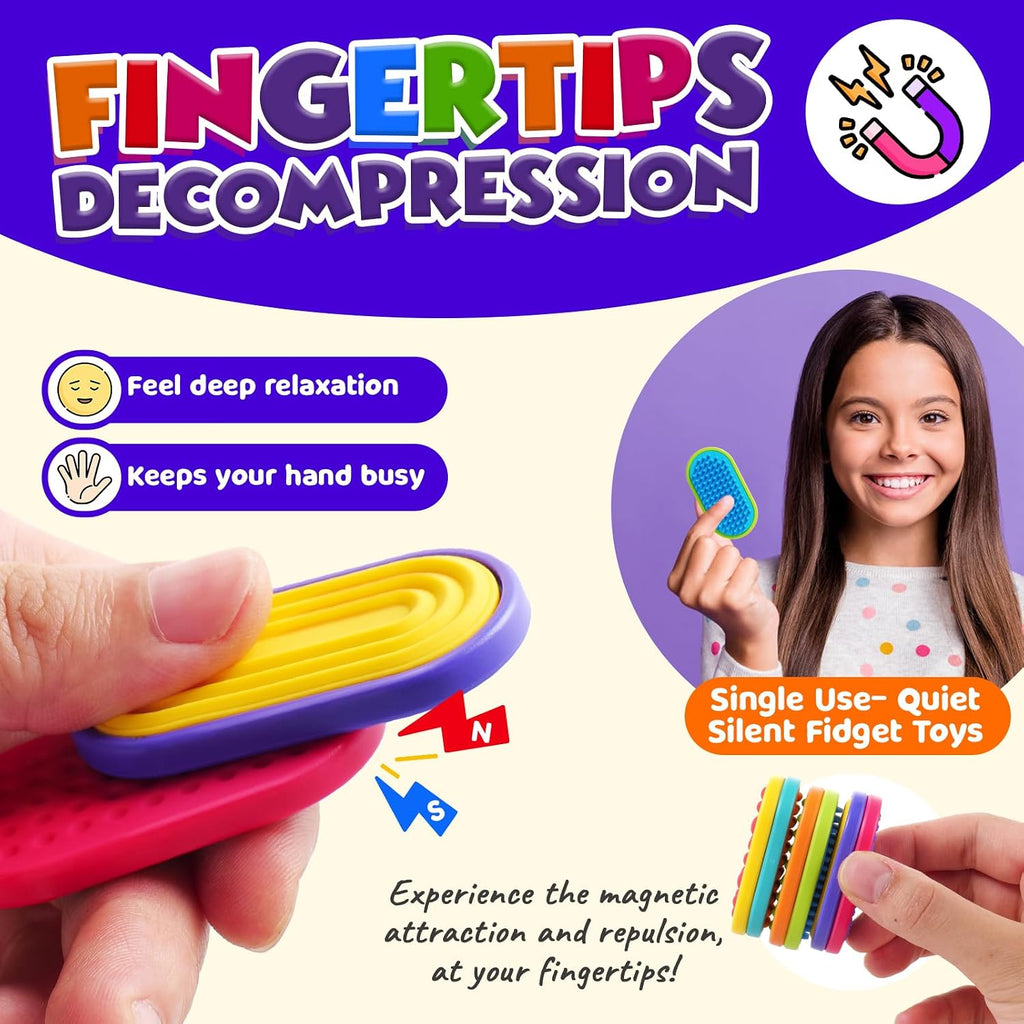 Sensory Fidget Magnet Toys for Kids: Silicone Magnetic Sliders Stress Fidgets for Autism, Stress Small Texture Fidget