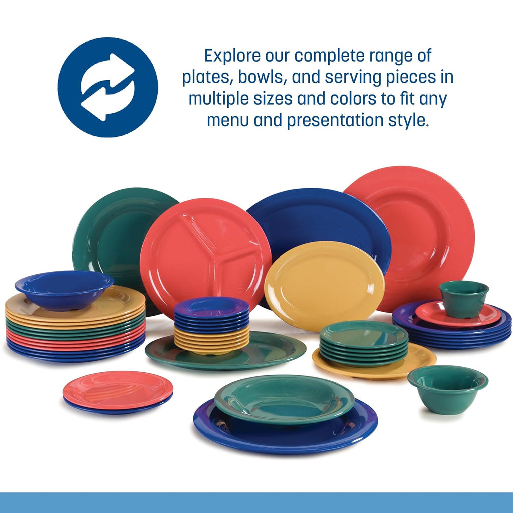 Kingline Dinner Plate, Heavy Duty Melamine Dish for Serving, 9", 48 Count, Red