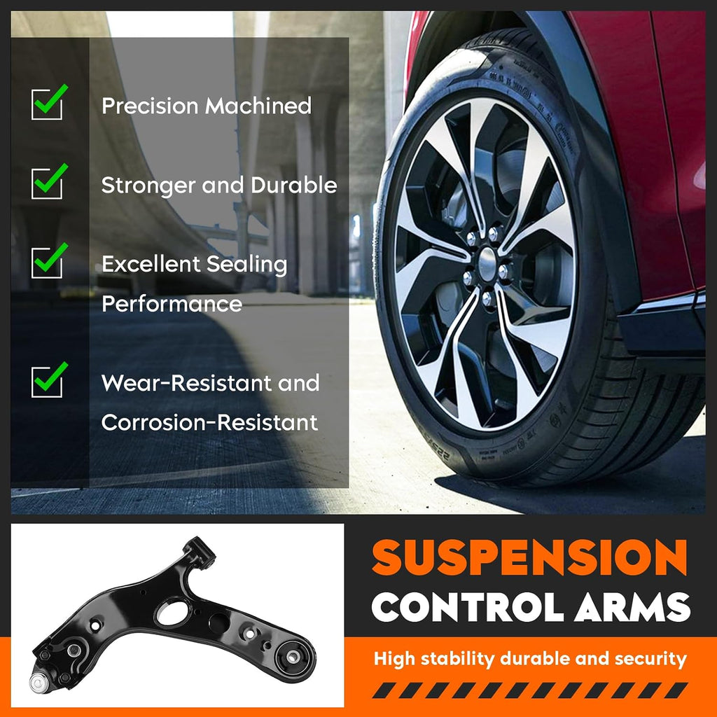 Front Lower Control Arms w/Ball Joints Replacement Suspension Kit for Toyota Rav4 2006-2018, for Lexus Nx200T 2015-2017, Nx300H 2015-2019 with Outer Tie Rod Ends K620586 K620587 (4PCS)