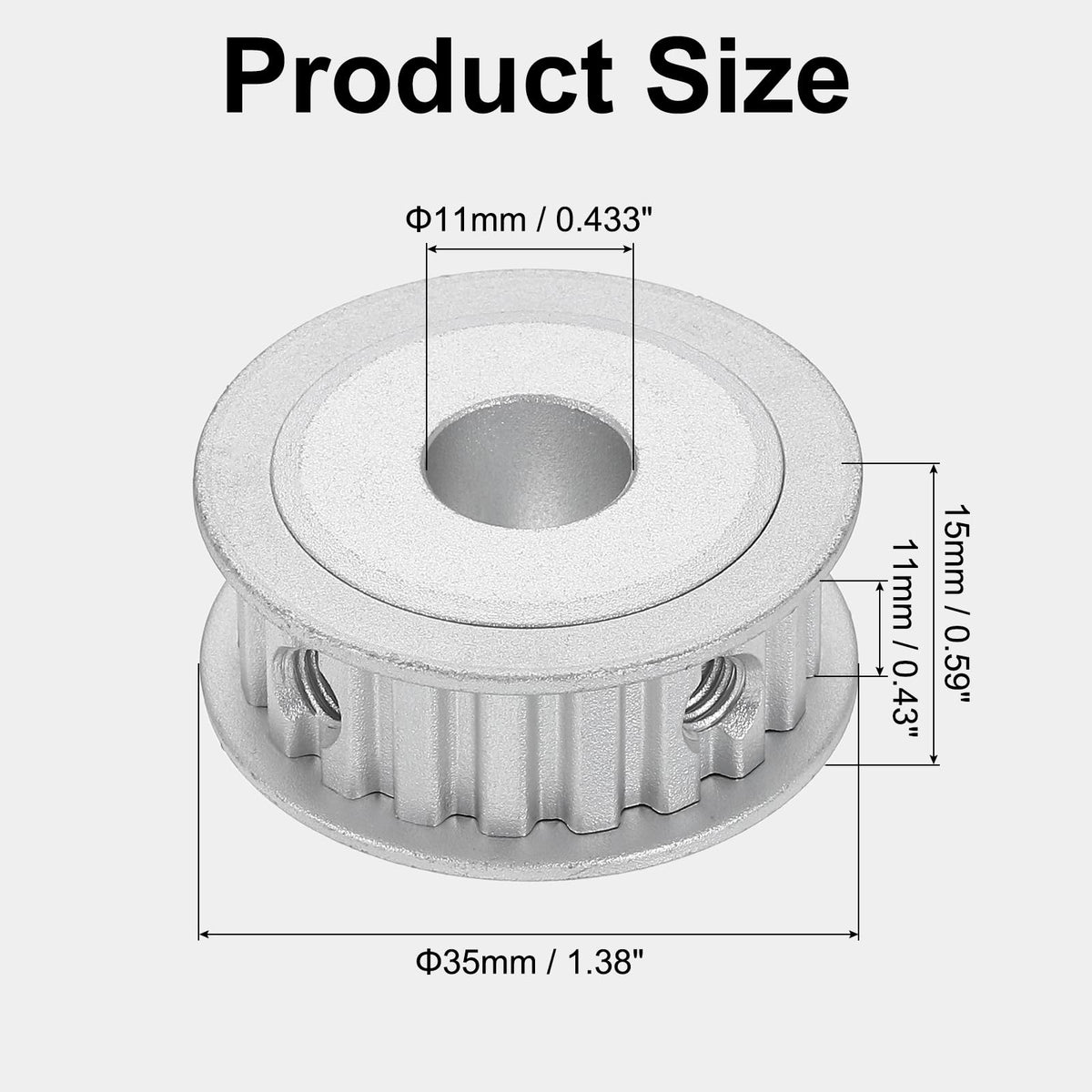 DTGN XL Timing Pulley, 20-Teeth 11mm Bore for 0.37" Width Belt