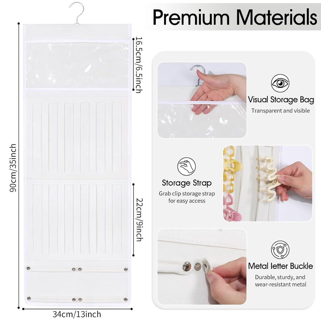 Hair Claw Clip Organizer, Large Transparent Bag for Scrunchies Holder and Hair Ties Organizer with Women Girls, Hair