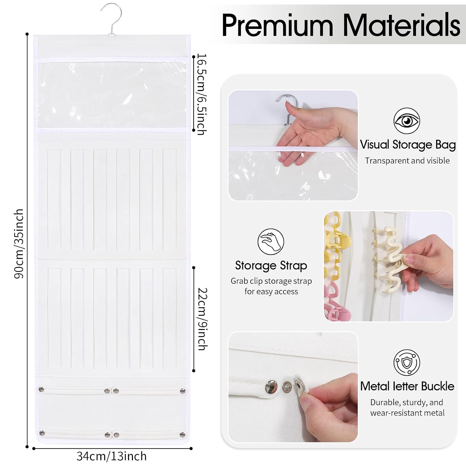 Hair Claw Clip Organizer, Large Transparent Bag for Scrunchies Holder and Hair Ties Organizer with Women Girls, Hair