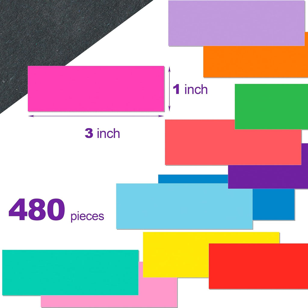 Colored Label Stickers,12 Colors,3 x 1 Inch Folder Labels-480 Pcs