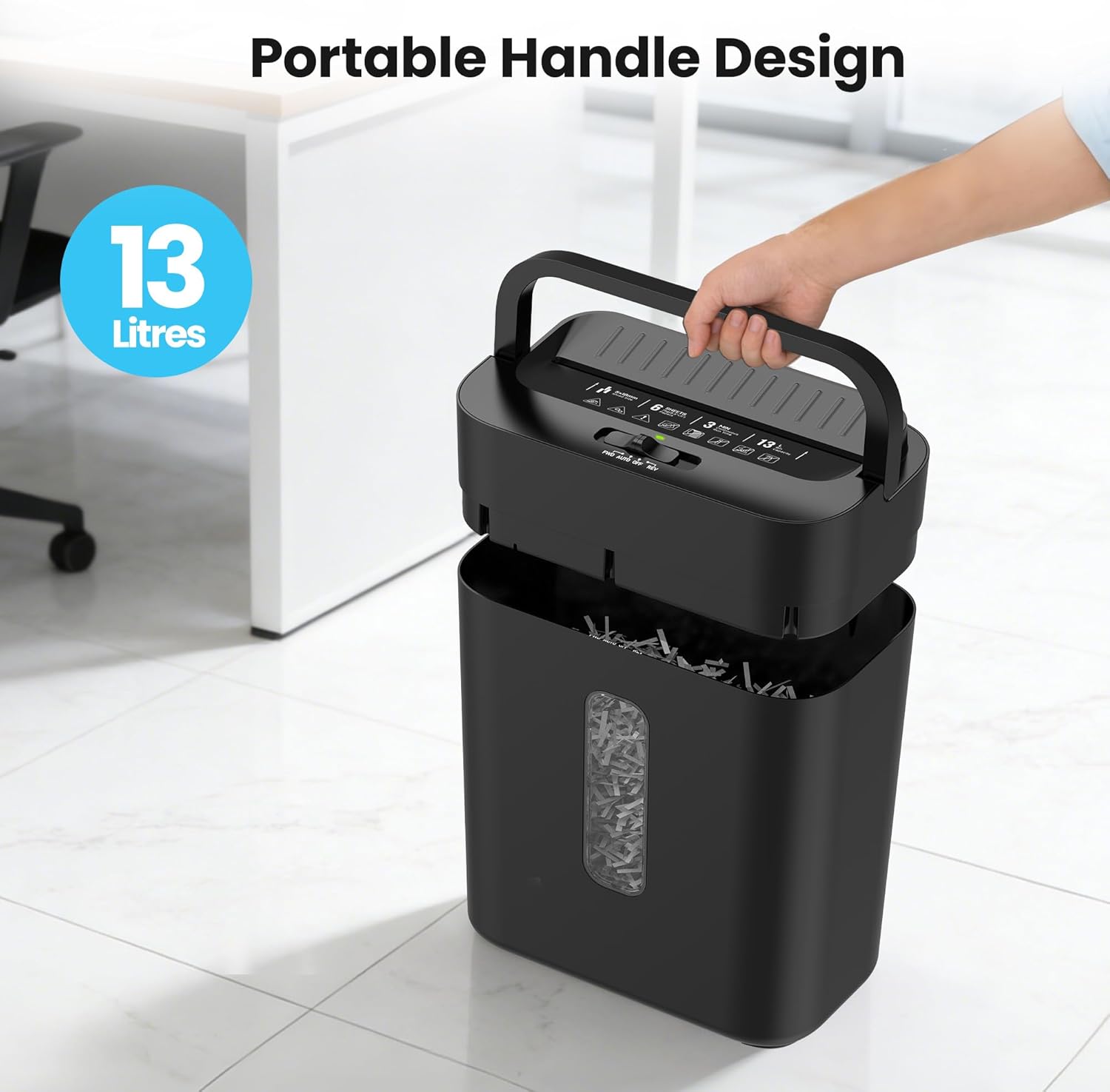 6-Sheet Shredder for Home Office, 3.43 Gallon Cross Cut Shredder, P-4 High Security Paper Shredders for Credit Card