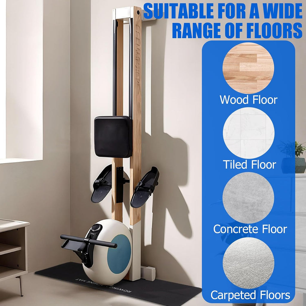 Non-Slip Mat Compatible with Peloton Bike, Concept 2 Rowing Machine | 2PCS Exercise Bike Mat, Protects for Hardwood