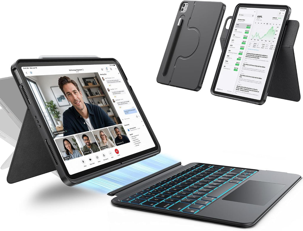 360° Rotating Detachable Keyboard Case for iPad 7th/8th/9th Generation | 155° Adjustable Stand,Portrait & Landscape