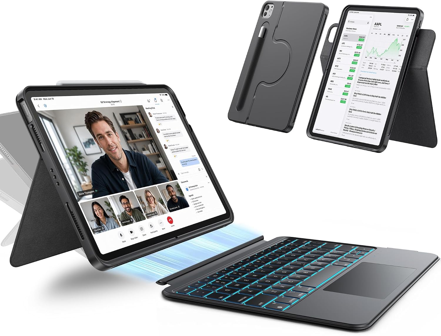 360° Rotating Detachable Keyboard Case for iPad 7th/8th/9th Generation | 155° Adjustable Stand,Portrait & Landscape