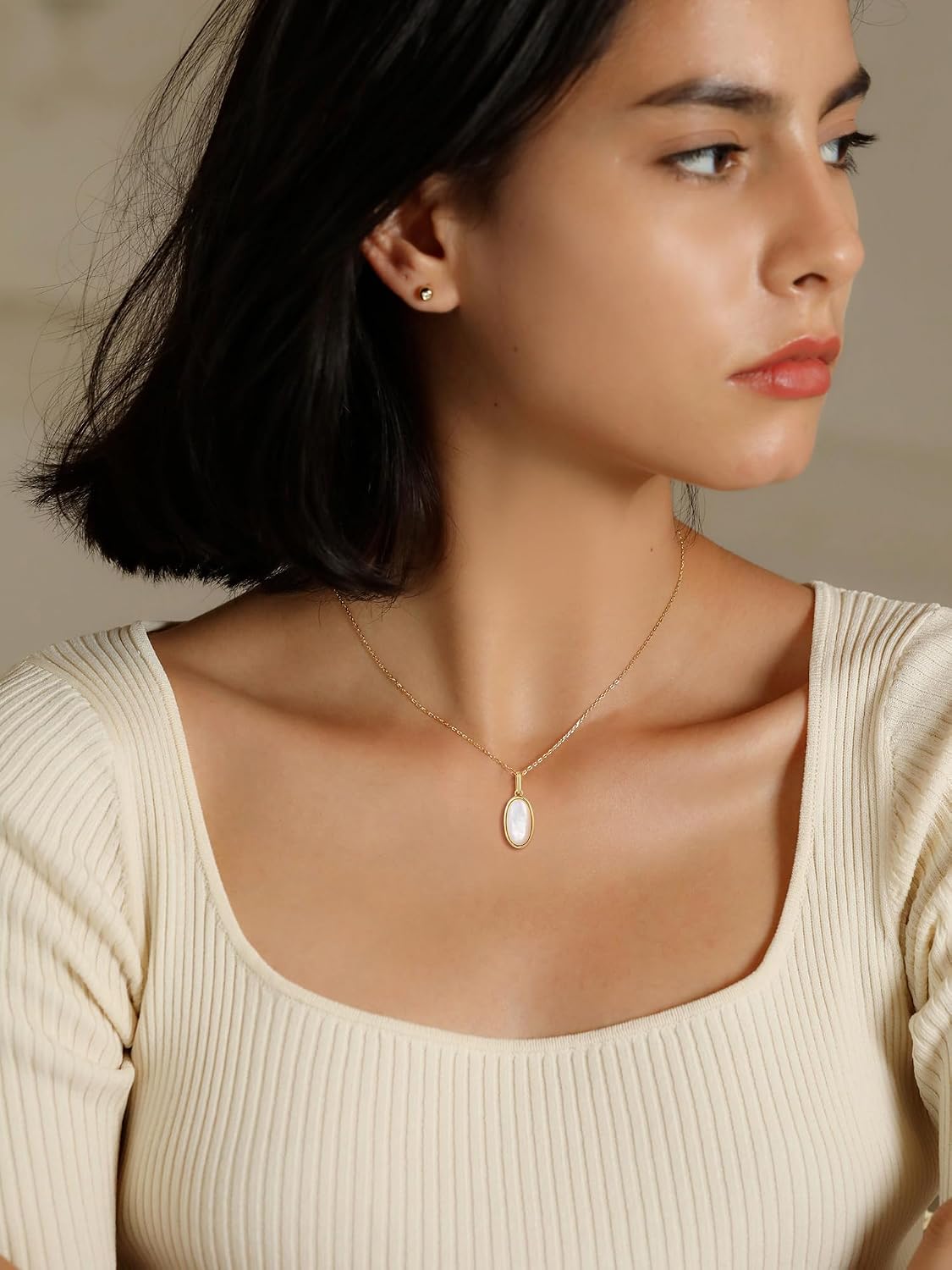Shell Necklace for Women Sterling Silver Shell Pendant Minimalism Round I Heart I Square I Oval Mother of Pearl