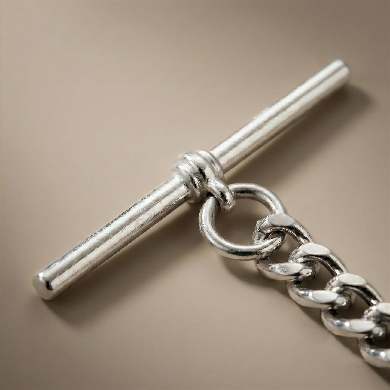 Handmade in the UK Silver Colour Single Albert Pocket Watch Chain With Hollow Pendant