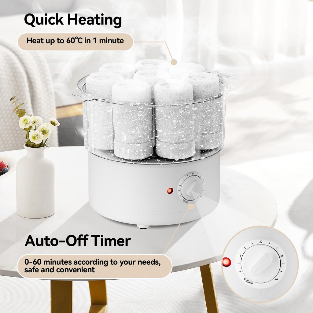 Mini Hot Towel Warmer - 1 min Steam & 60℃ in 20mins, Towel Steamer for Facials/Barber/Massage, Portable 2.4lbs Small