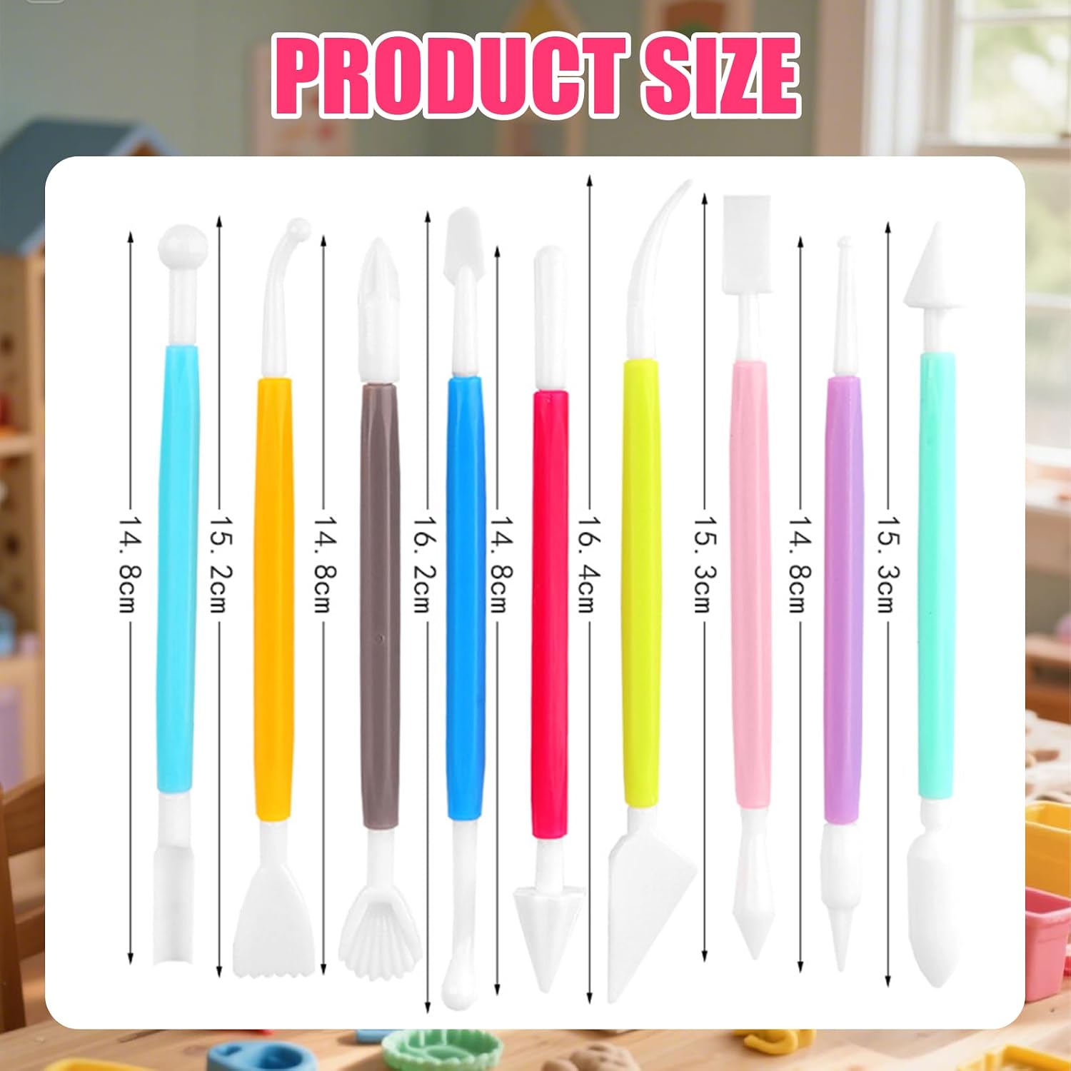 Basic Polymer Clay Tools, Clay Sculpting Tools Acrylic Roller Pin, Clear Rectangle Sheet Press Board, Double-Ended