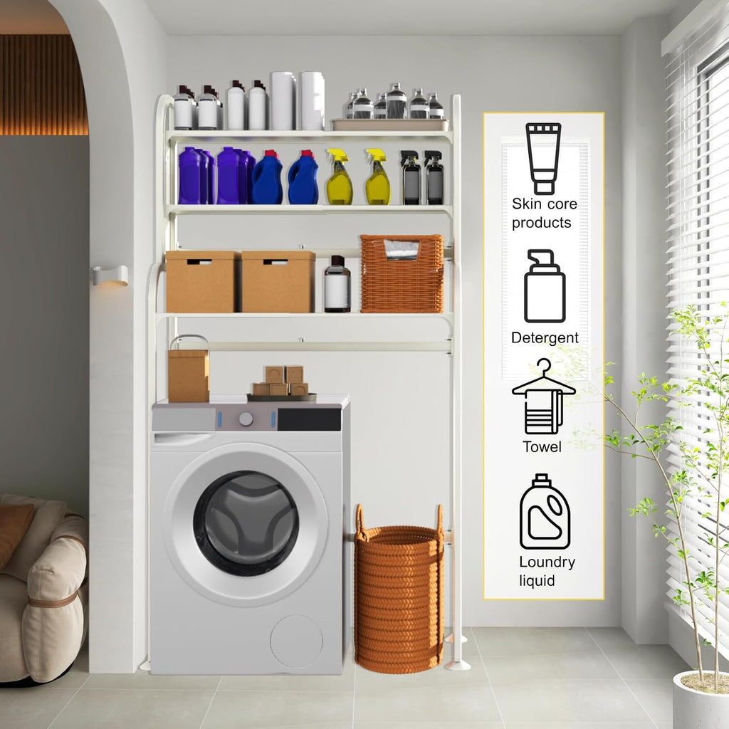 Adjustable Laundry Organizer Shelf over the Washer and Dryer Storage Shelf