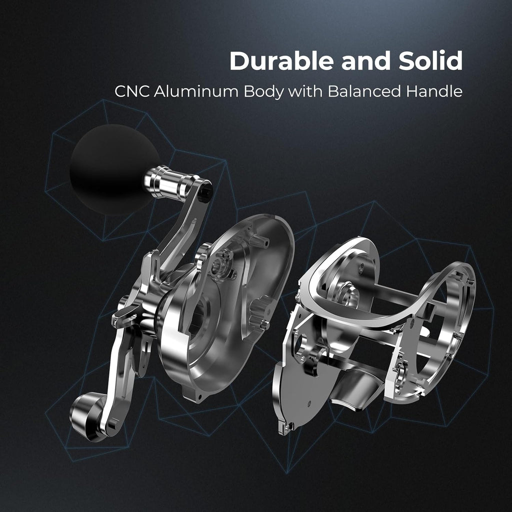 Alinox 300 Baitcasting Reel, 33LB Drag, Aluminum Frame | Freshwater saltwater, 6.6/8.1 ratios, smooth casting