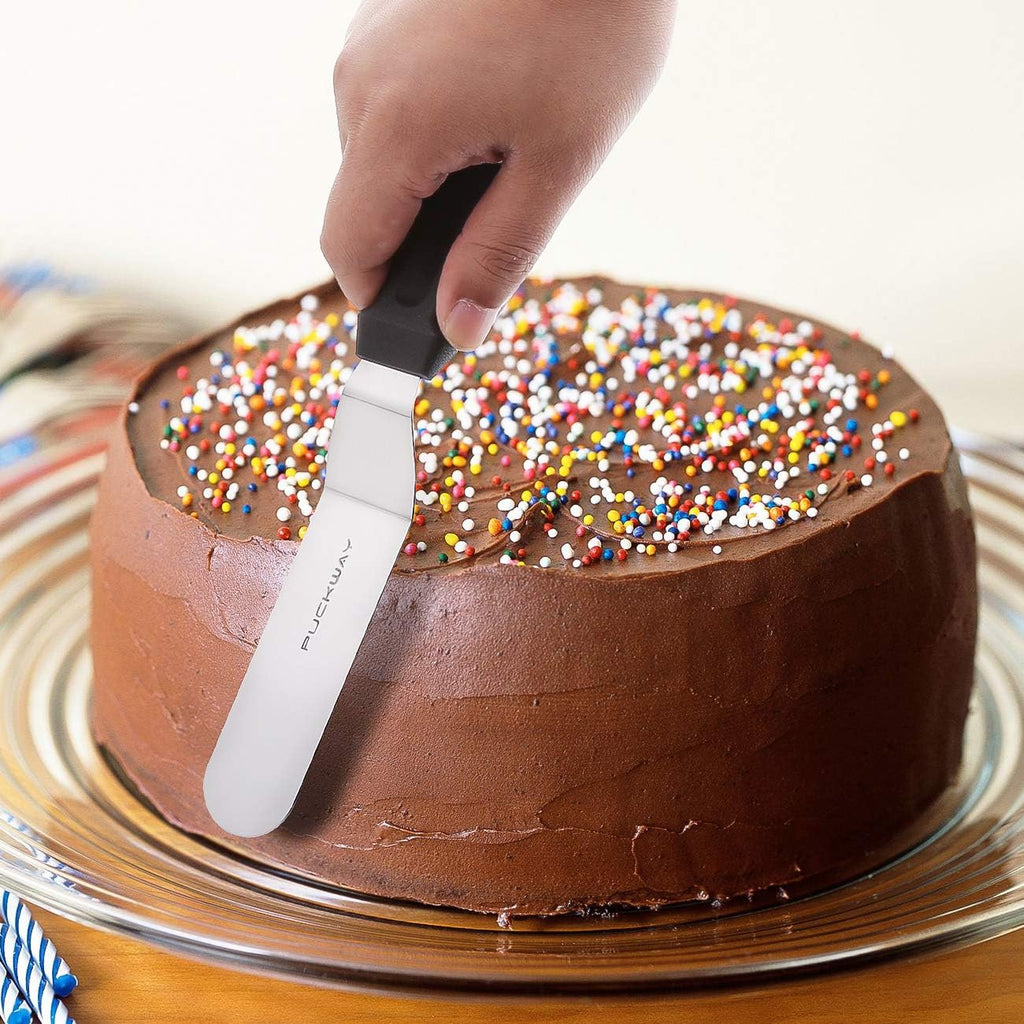 3 Metal Cake Offset Spatulas, 6 8 & 10 Inch Frosting Angled Icing Spatula for Decorating