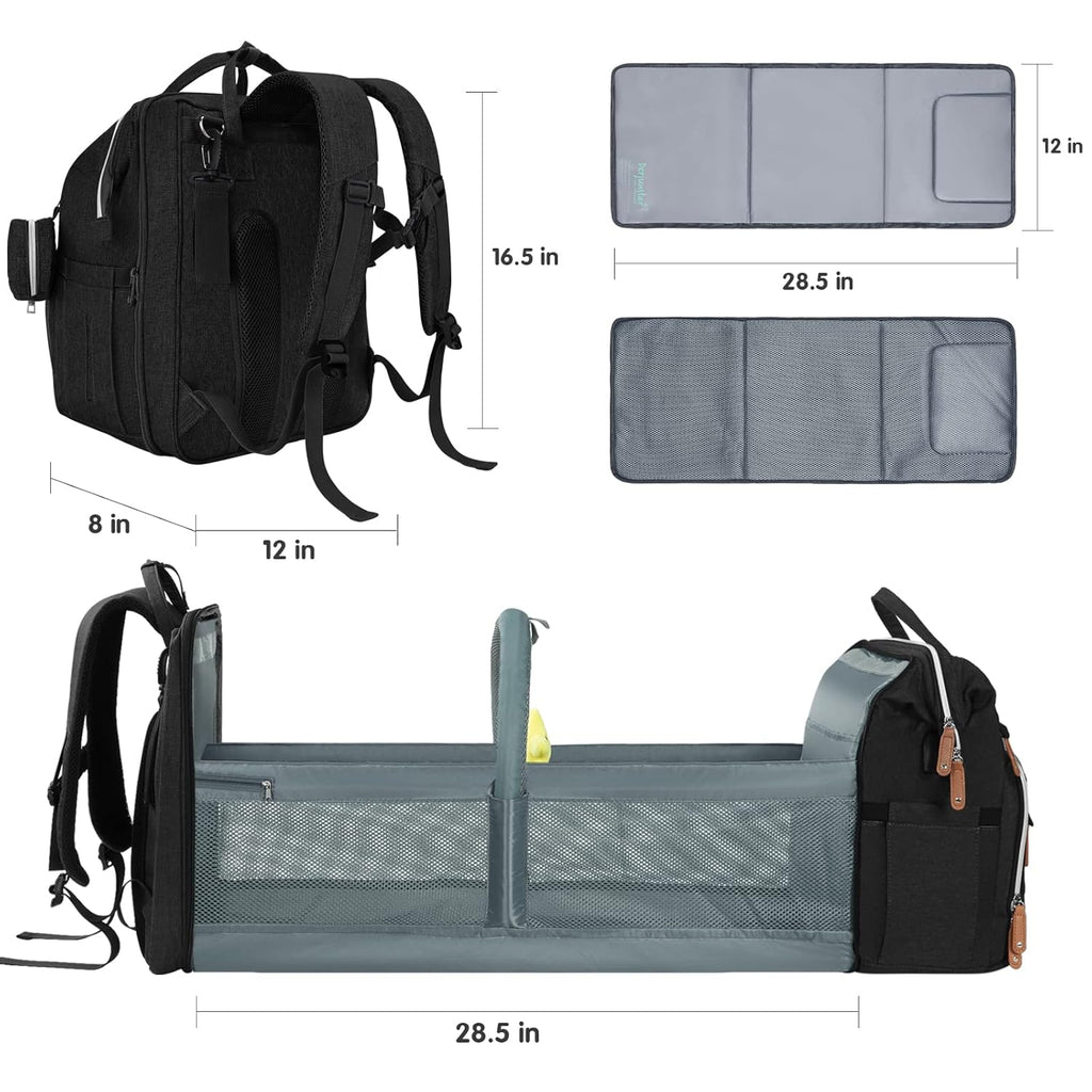 Diaper Bag Backpack, Large Baby Bag with Changing Pad, Thick Padded Back & Straps, Laptop Compartment, Waterproof
