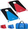 Portable Cornhole Board Set 3 x 2-feet | PVC Framed, 2 Cornhole Boards, Blue-Red, 8 Toss Bags, Carrying Bag, Outdoor