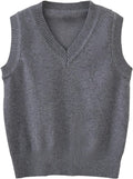Boys Sweater Vest 100% Cotton School Uniform Vests for Girls Boy Toddler Kids Knit Fall Winter Clothes
