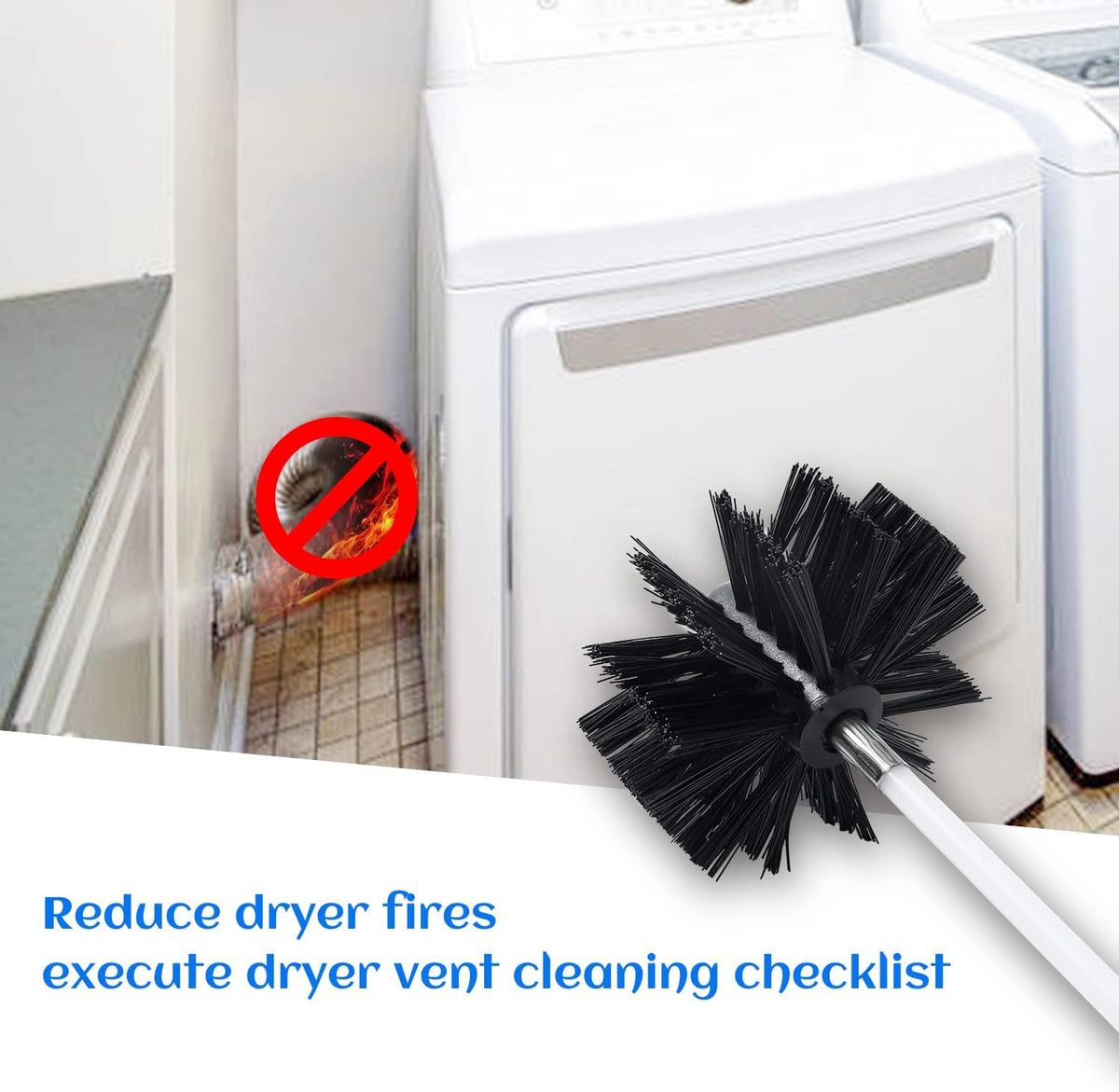Dryer Vent Cleaner Kit Chimney Sweep Cleaning Tools Pellet Stove Cleaner Kit Air Dryer Duct Fireplace Brushes for