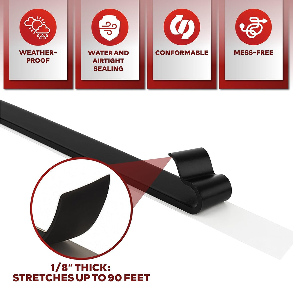 Butyl Tape RV Black, 3/4 in x 45 Ft, 1/8 in Thick EDPM Rubber Sealant Tape - Roof Patching, Boat Sealing, Leak Proof