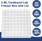 12 Pc Cardboard Lab Freezer Box with Lid, 81-Well Microtube Storage Box with Ice Resistant Coating, Test Tube Vial