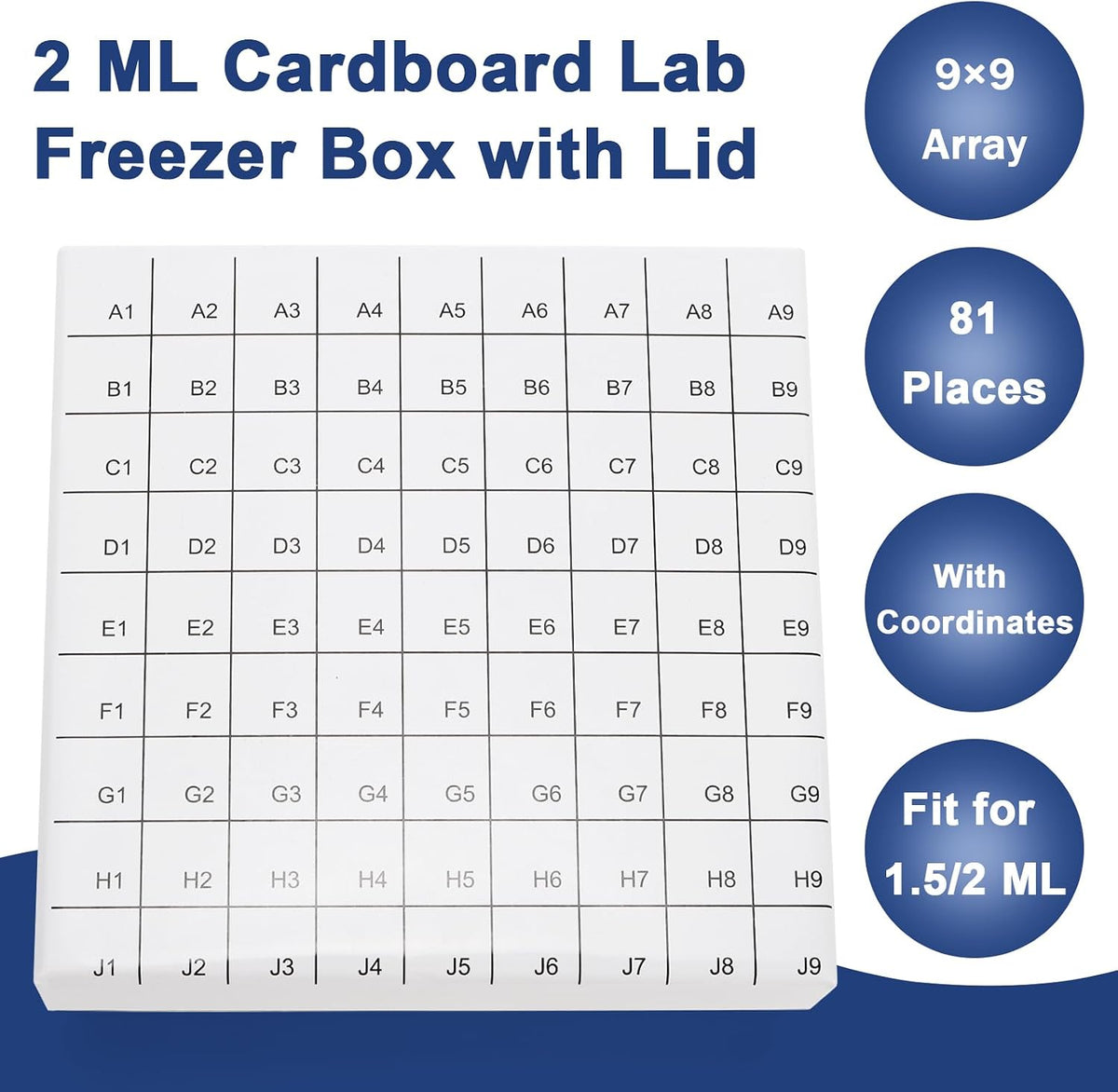 12 Pc Cardboard Lab Freezer Box with Lid, 81-Well Microtube Storage Box with Ice Resistant Coating, Test Tube Vial
