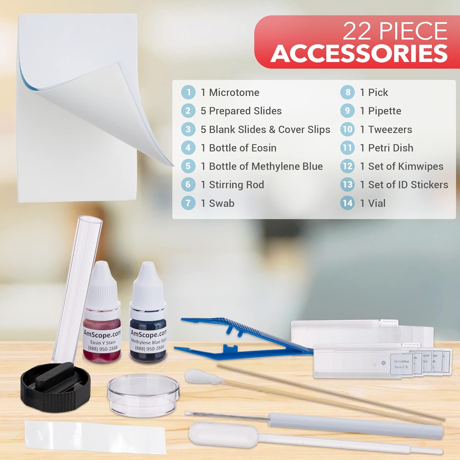 SP-14 Microscope Slide Preparation Kit - Includes Blank | Precision Tip Anti-Static Stainless Steel Lightweight