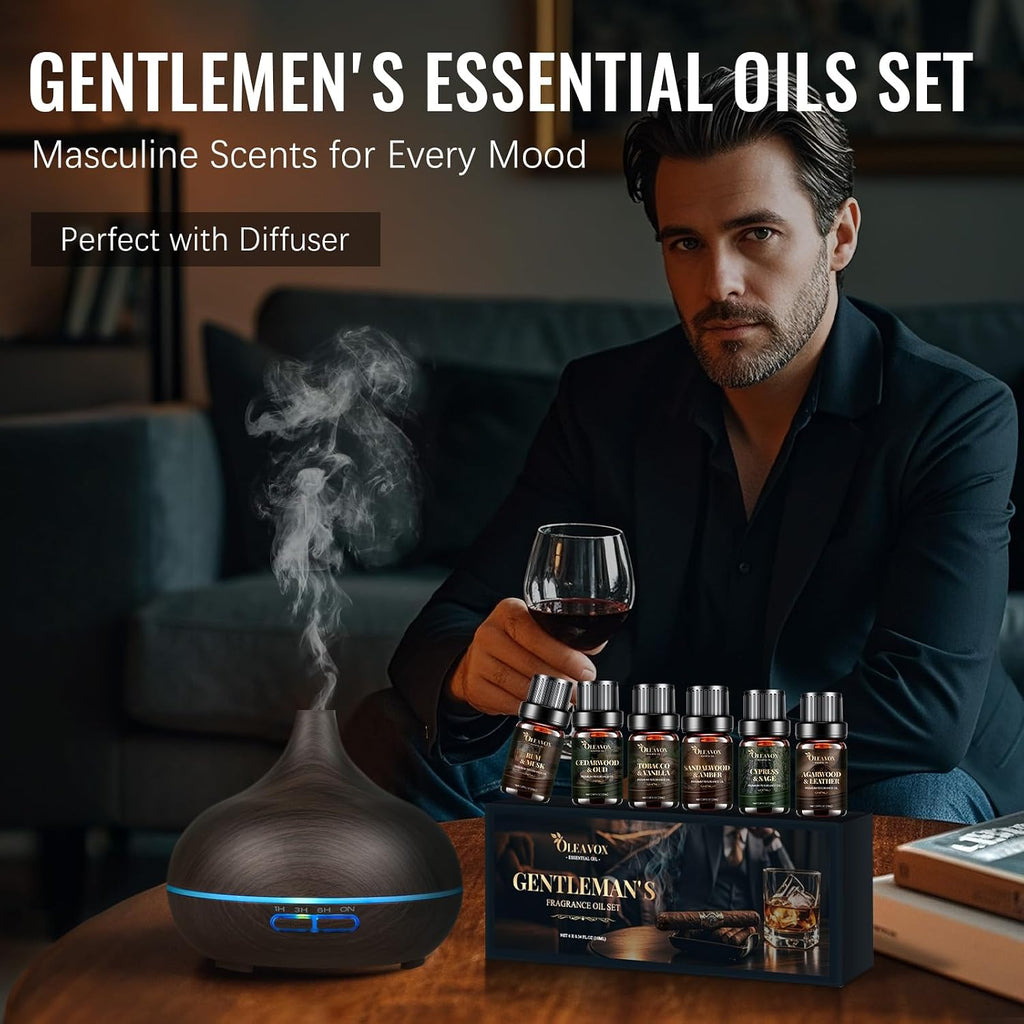 Men Essential Oils Gift Set, Premium Fragrance Oil for Diffusers for Home | Candle & Soap Scents,Agarwood &