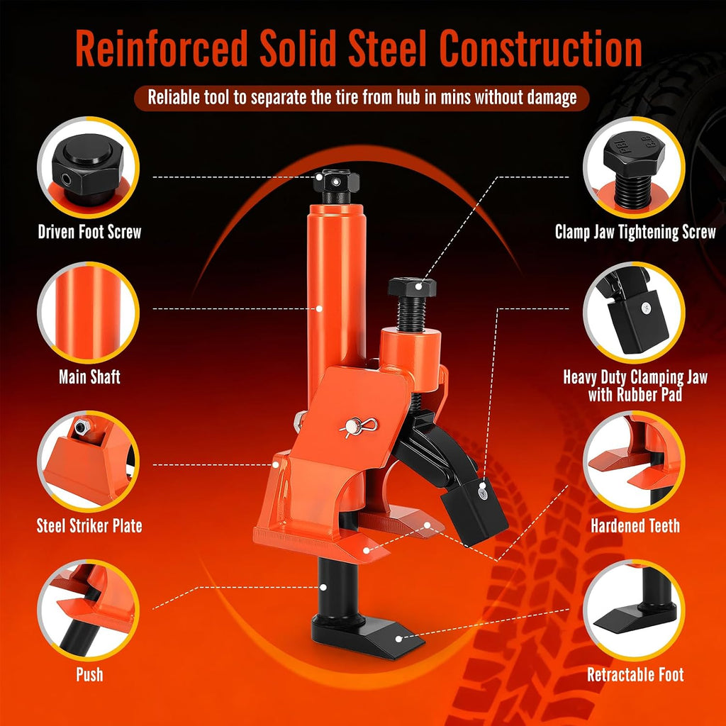 Tire Bead Breaker Tool for 38"-42" Tires, Hub-Safe Manual Tire Bead Breaker with Rubber Pad, Heavy Duty Tire Temoval
